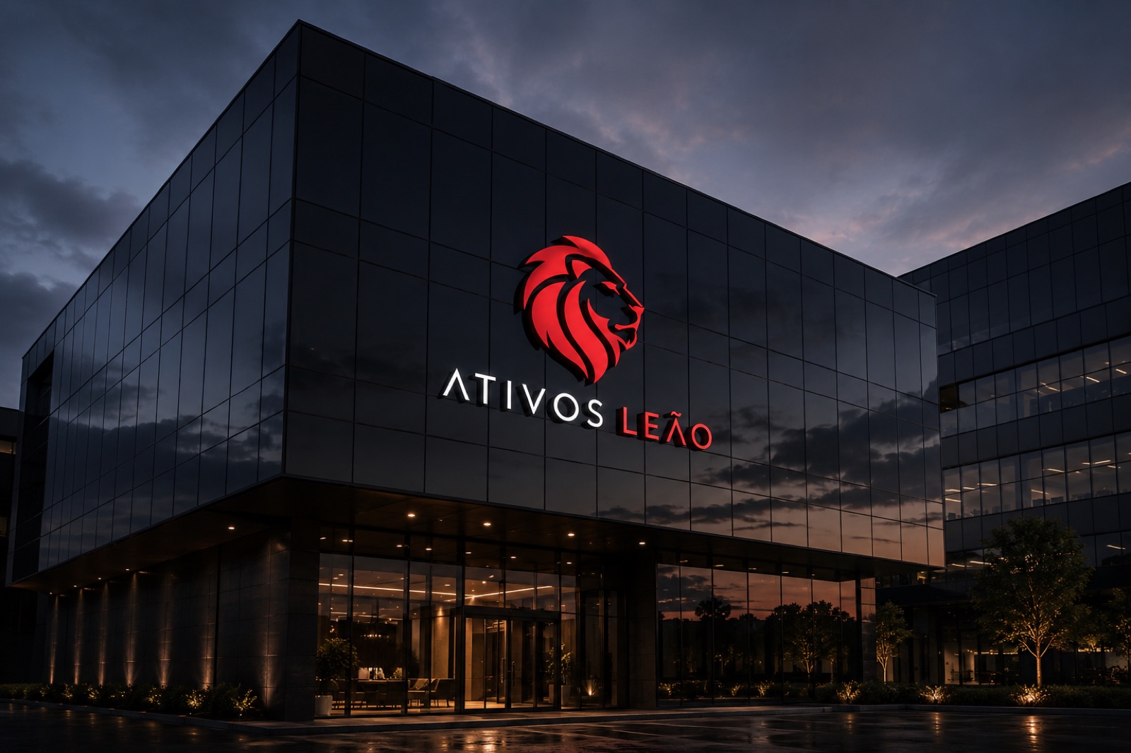 Sede da Ativos Leão ao entardecer